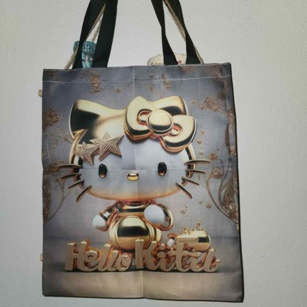 Hello Kitty Gold Design Very Lightweight Tote Bag